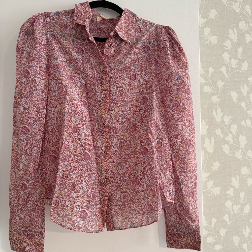 Ulla Johnson Pink Floral Button Down Shirt